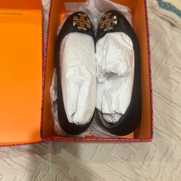 Tory Burch Black Flats with Gold Logo - Picture 5 of 8